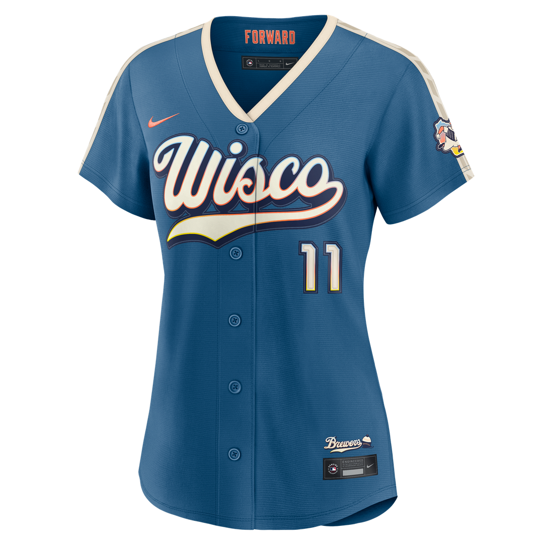 Jackson Chourio Milwaukee Brewers Nike Women's 2026 City Connect Stadium Jersey - Mineral Blue