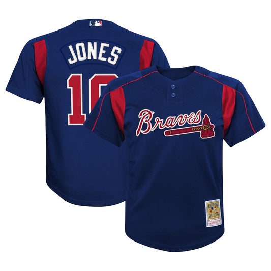 Chipper Jones Atlanta Braves Mitchell & Ness Youth Cooperstown Collection Mesh Batting Practice Jersey - Navy
