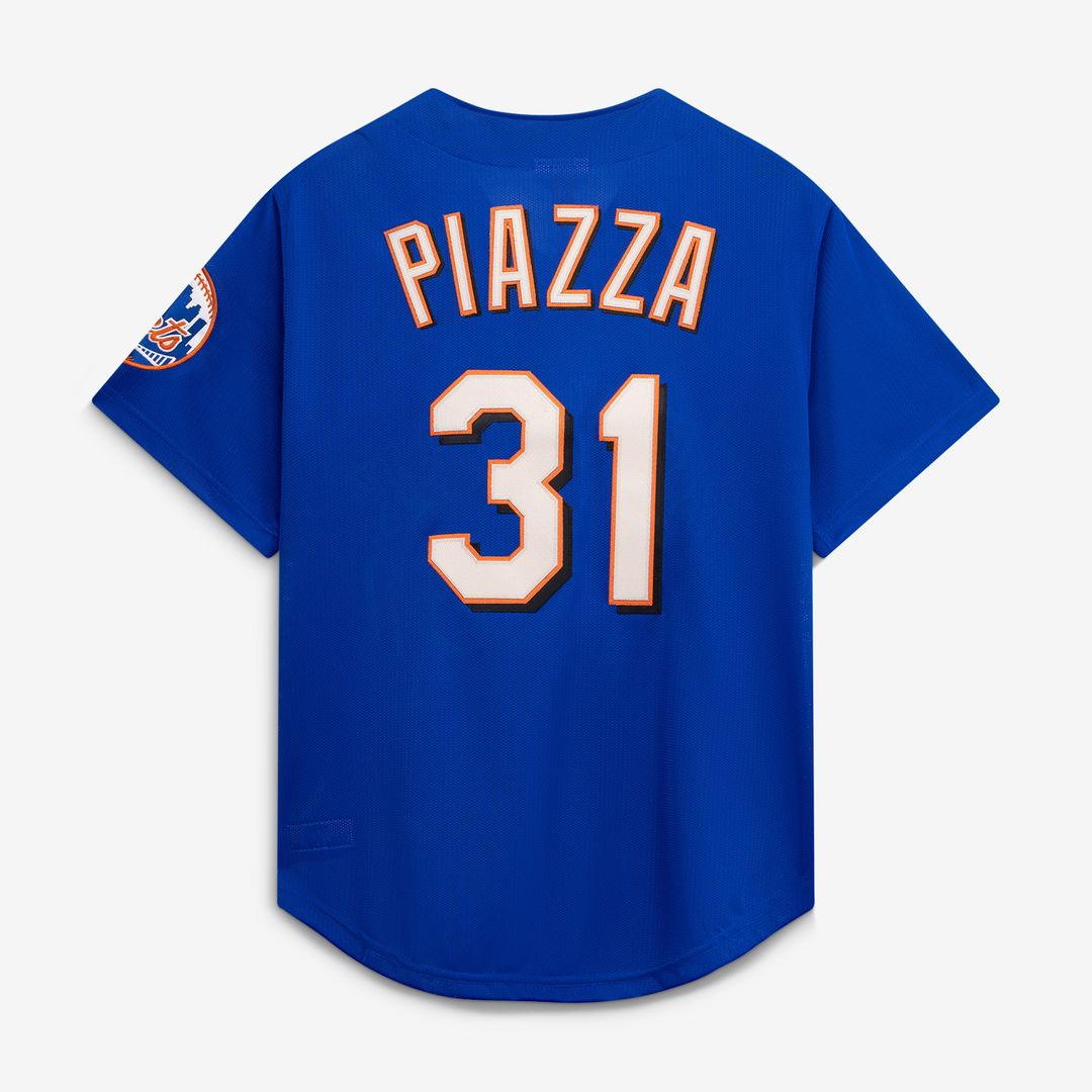 Mike Piazza New York Mets Mitchell & Ness Cooperstown Collection Mesh Batting Practice Button-Up Jersey - Orange