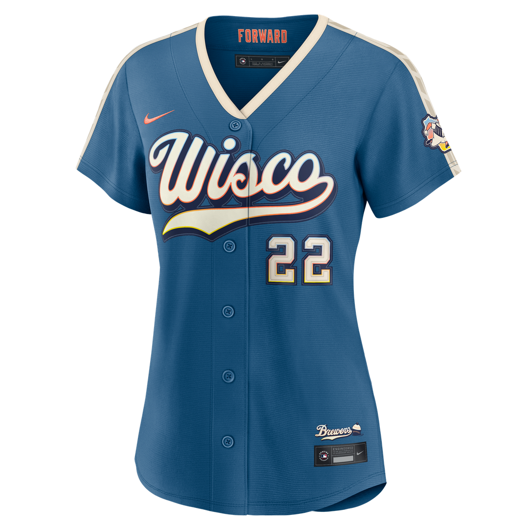 Christian Yelich Milwaukee Brewers Nike Women's 2026 City Connect Stadium Jersey - Mineral Blue