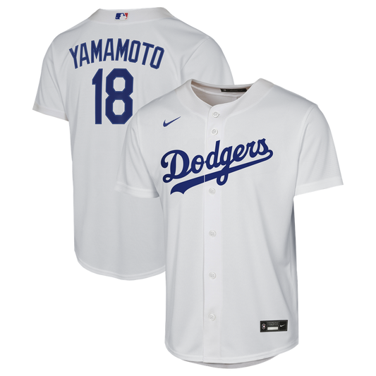 Yoshinobu Yamamoto Los Angeles Dodgers Nike Youth Home Baseline Jersey - White
